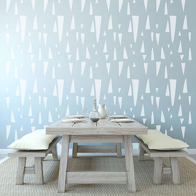 Geo wall stencil available for purchase via Houzz