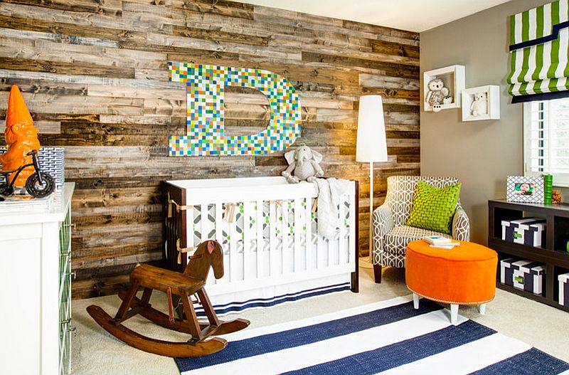 Gorgeous nursery design with a fabulous accent wall [Design: J & J Design Group]