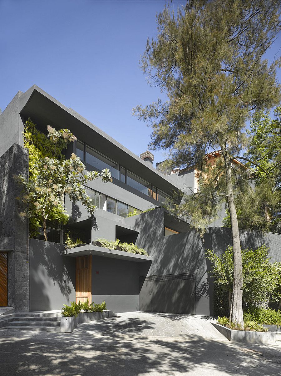 Gray Exterior of fabulous renovated residence in Mexico City