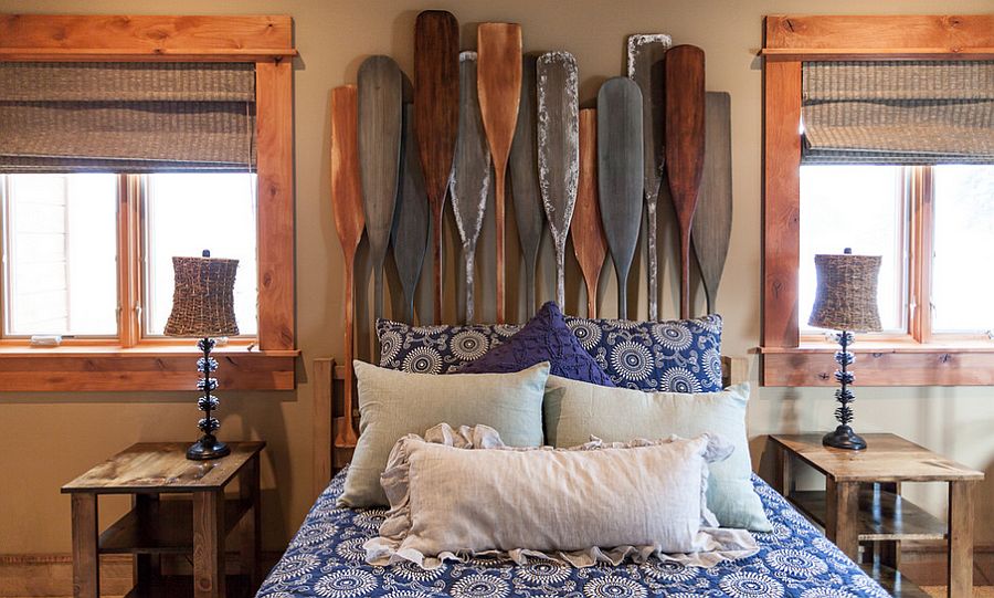 Headboard with oars stands out visually! [Design: High Camp Home]