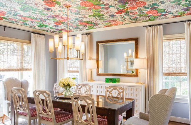 wallpapered dining room ideas