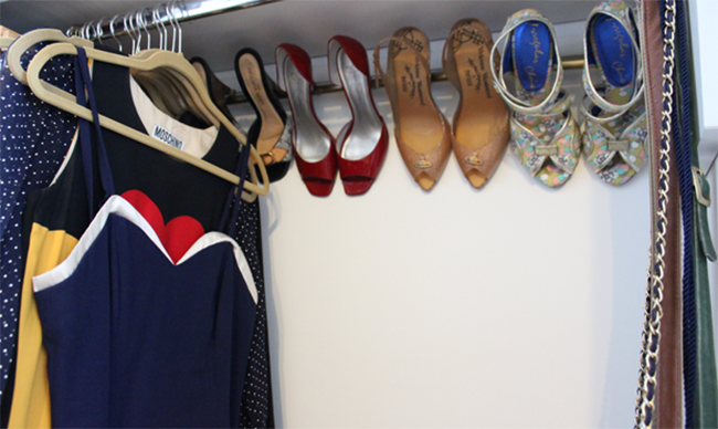 How to Create Shoe Storage in Closet with Curtain Rod