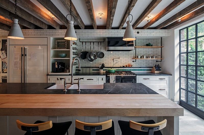 Industrial kitchen in the New York Townhouse with a modern appeal