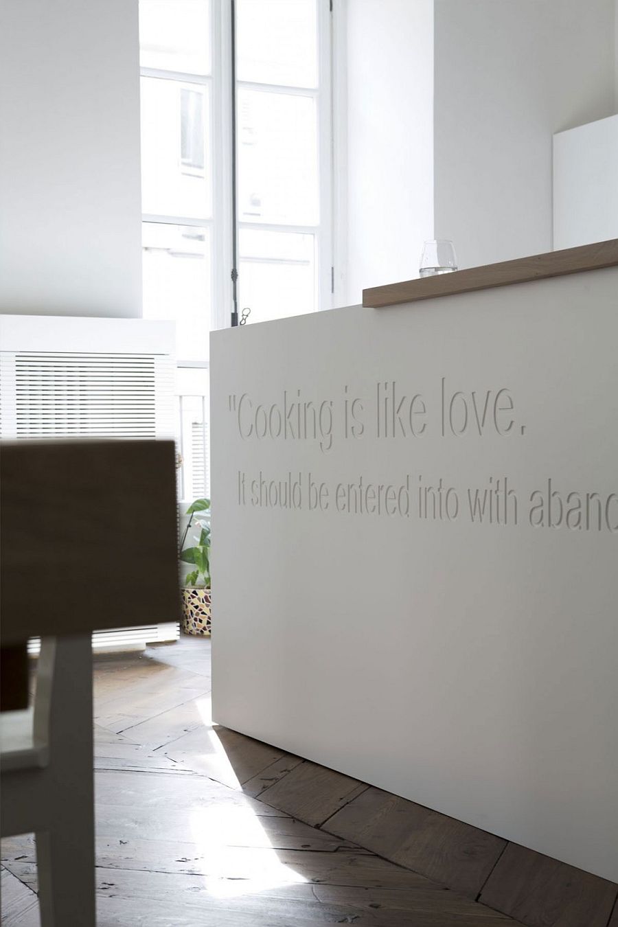 Italian Kitchen island with an etched message