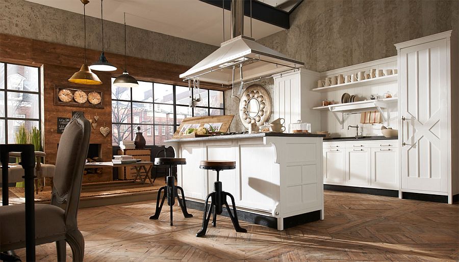 Kitchen island and adjacent dining area offer plenty of space for entertaining guests