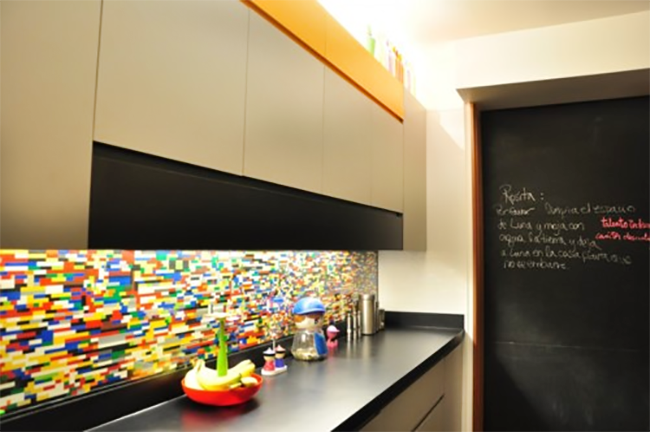 LEGO Backsplash with Chalkboard Wall