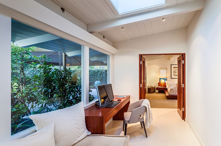 Midcentury home office next to the master bedroom [Design: Neumann Mendro Andrulaitis Architects]