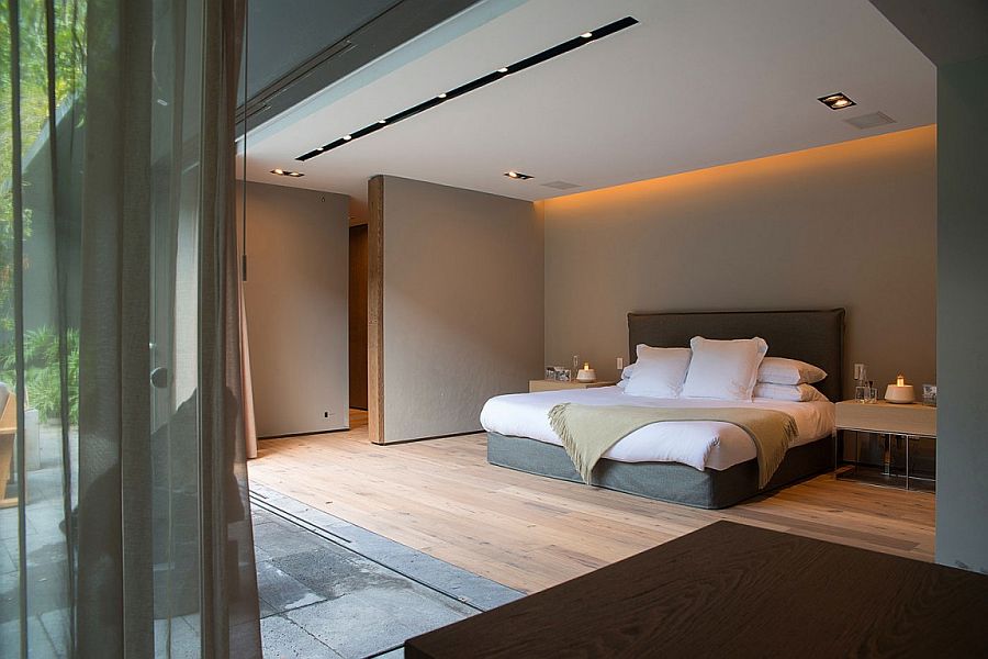 Minimal bedroom design with smart lighting