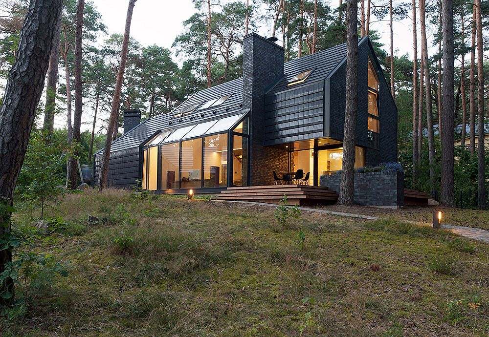 Wood Houses In Forest