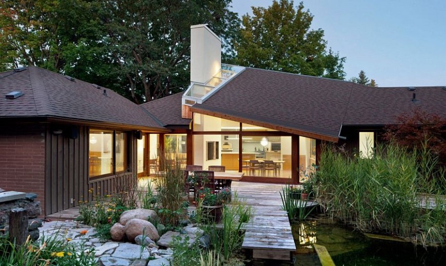 Nifty Renovation in Ontario Connects the Interior with Landscaped Pond Outside