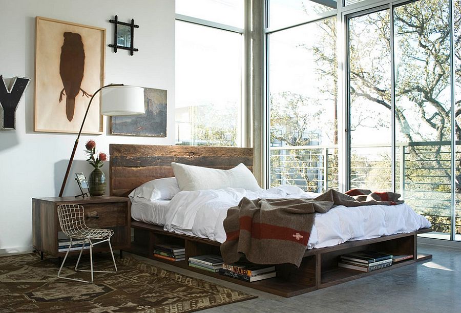 Modern industrial style bed with an uncluttered look