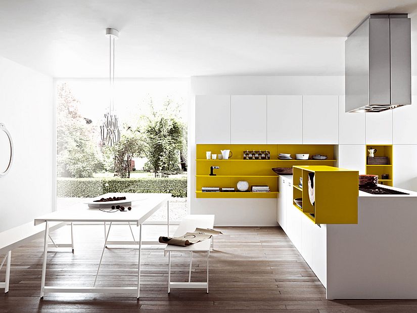 Modern yellow and white kitchen with compositional freedom from Cesar