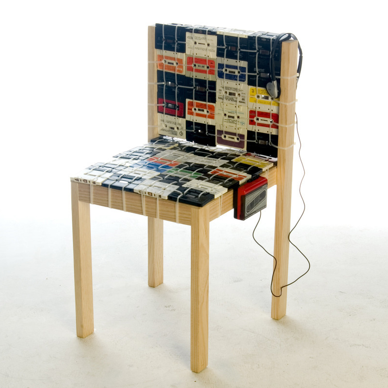 Nostalgic Chair Made Out of Old Tapes