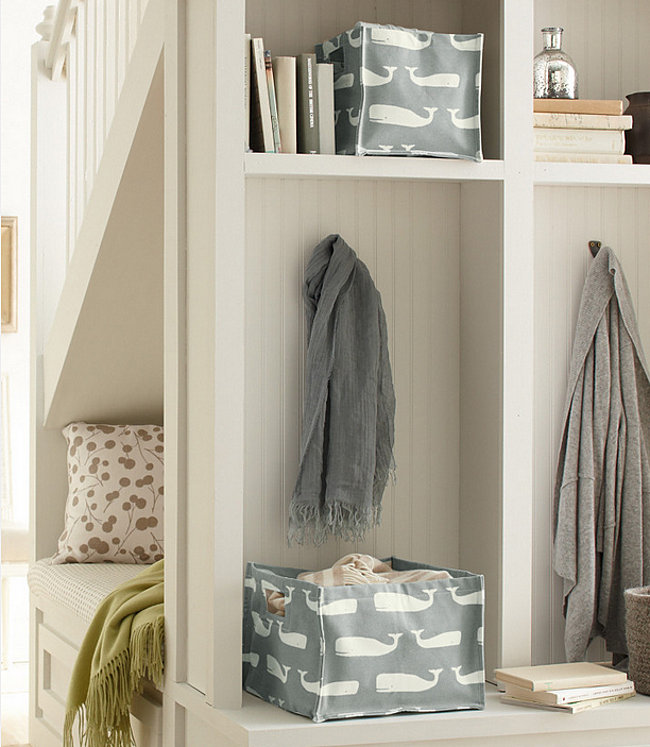 Organized entryway with storage baskets