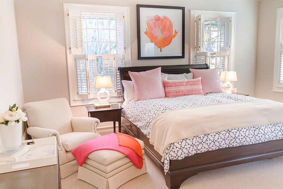 Pale hues add color to bedroom in a trendy fashion