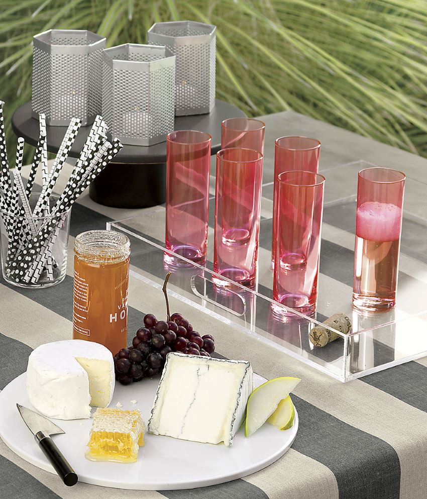 Pink cylinder champagne flutes from CB2