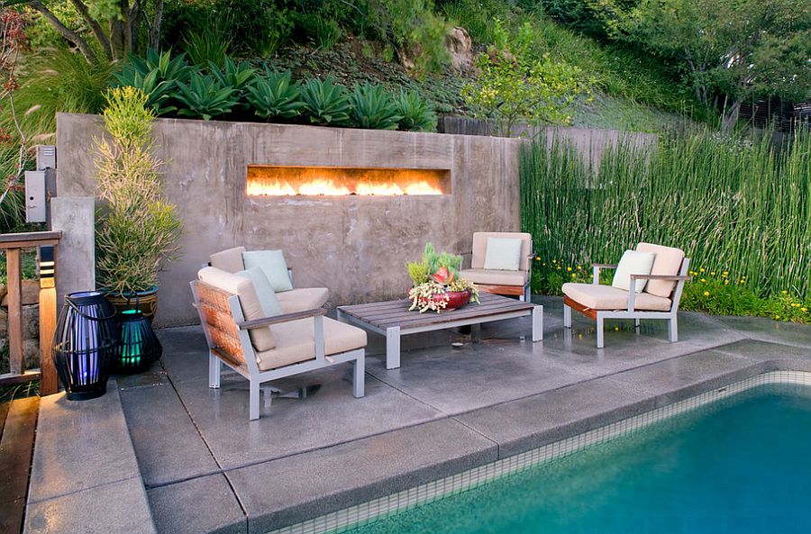 Poured concrete deck for the small pool [Design: JWT Associates]