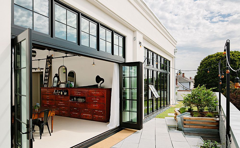 Private deck of the Portland home with a hint of greenery