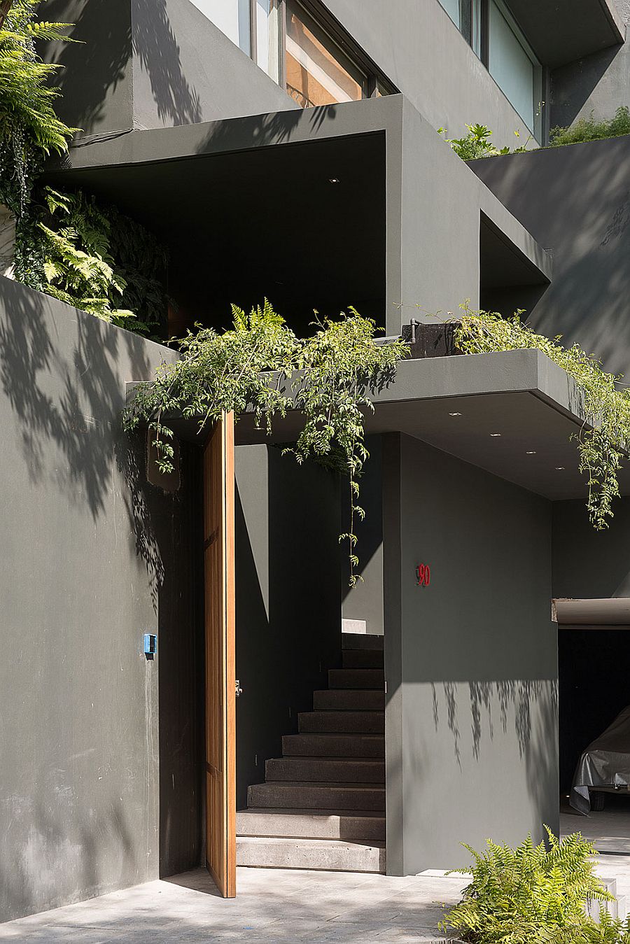 Private entrance to the stylish Barrancas House in Mexico City