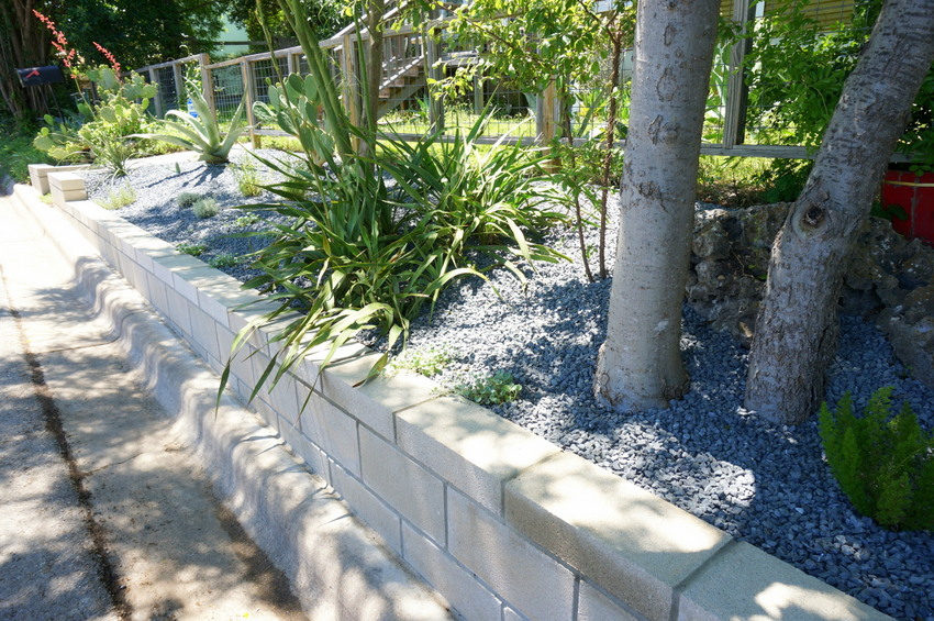 Retaining wall project with modern landscaping