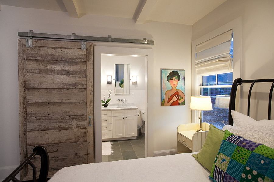 Smart barn door saves up space in the small bedroom