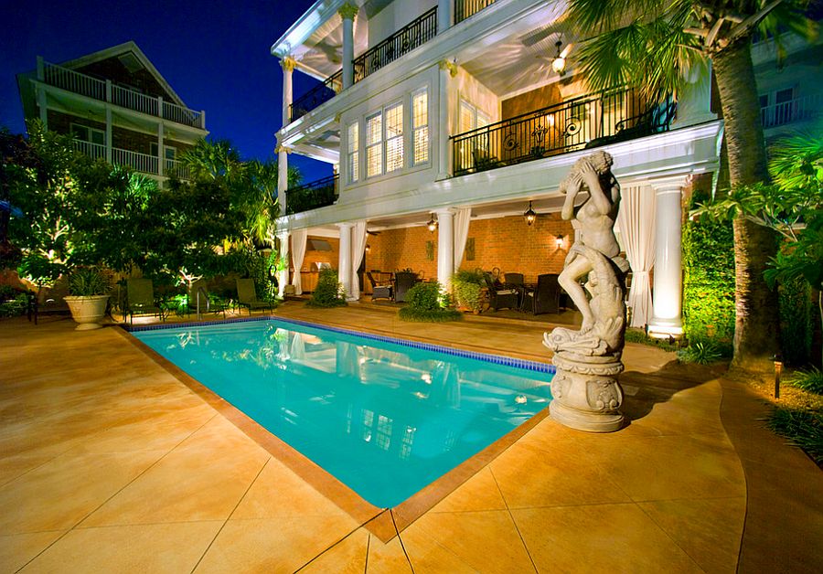 Stained concrete pool deck looks absolutely stunning