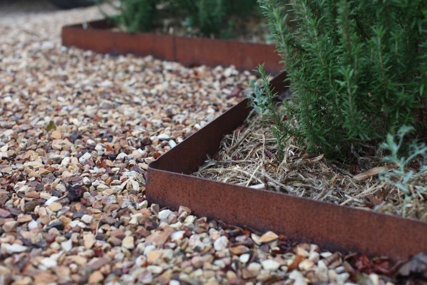 Steel edging provides a modern garden border