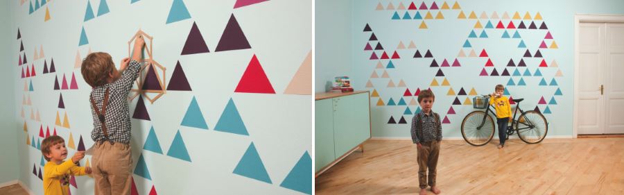 Stenciled geo wall