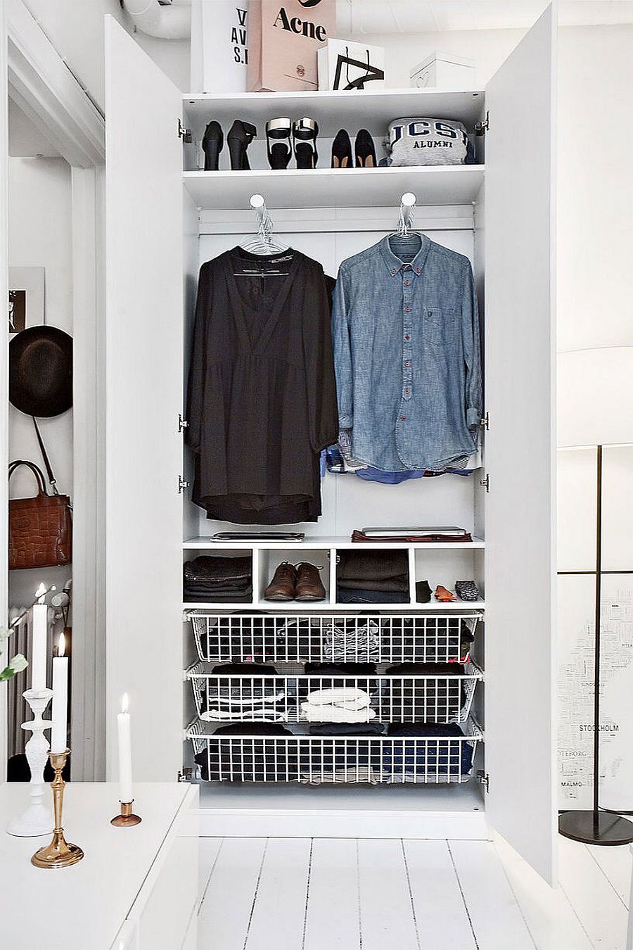 Stylish modern closet idea in white