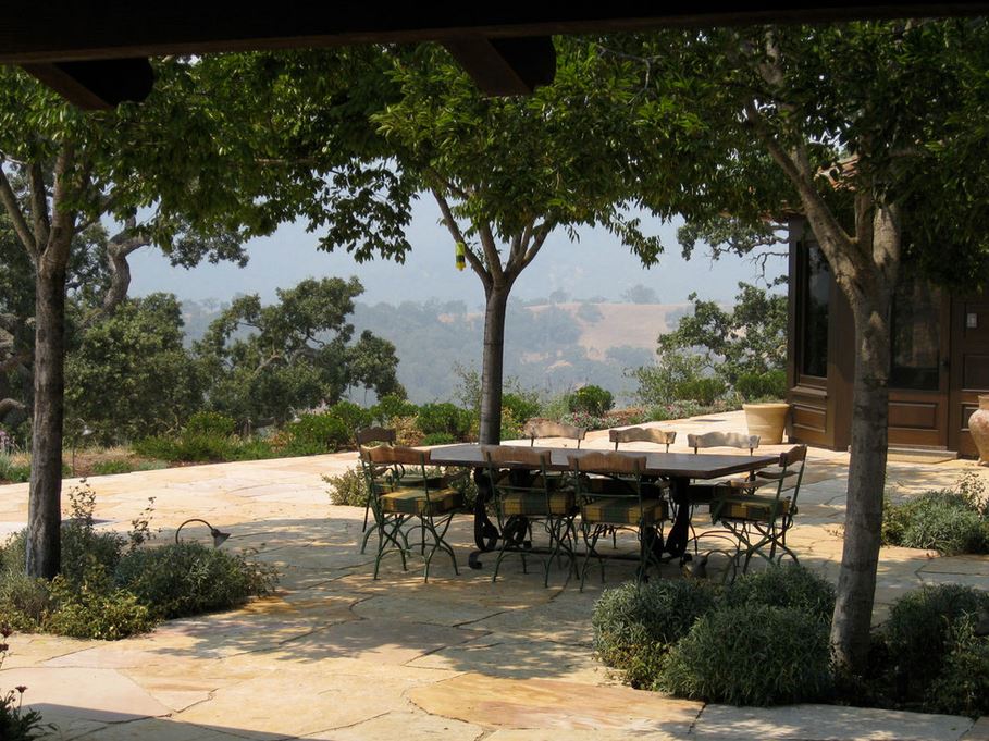 Tree-filled hilltop dining area