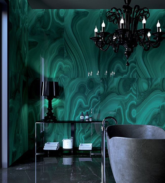 Unleash high-end brilliance in the luxurious modern bath with Malachite