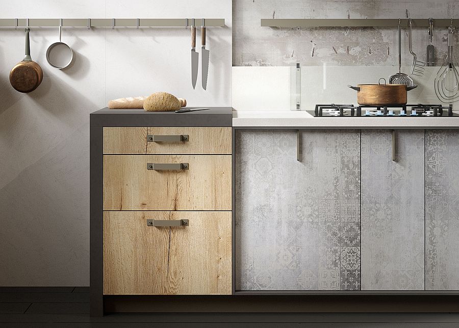 Working stations in the kitchen also add textural beauty to the space