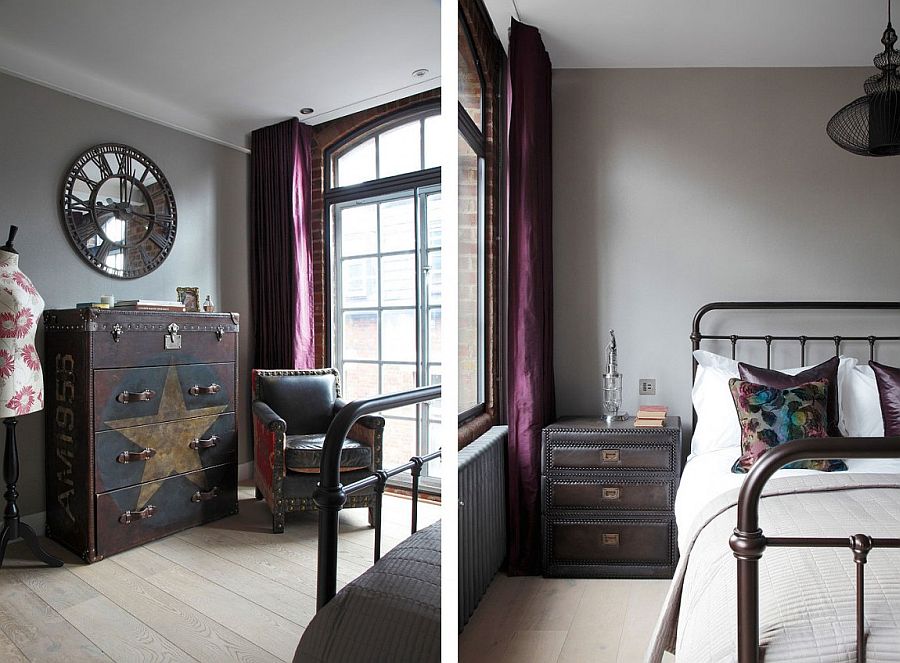 Bedside table and bedroom decor with classic industrial charm