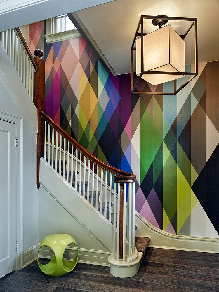 Adding Beautiful Wallpapers to Stairs Risers for Original Staircase Designs