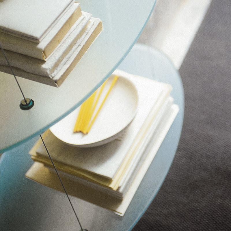 Closer look at the frosted glass bookshelves from Cattelan Italia