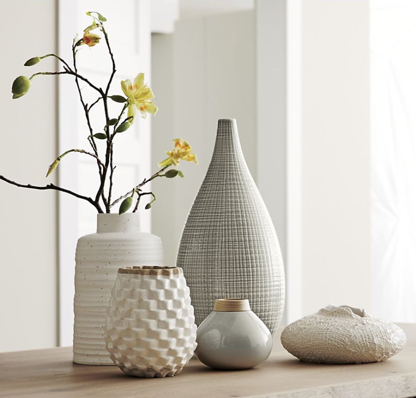 Collection of white vases from Crate & Barrel