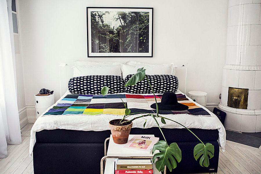 Colorful bedding and a hint of greenery for the chic bedroom [From: The Way We Play]