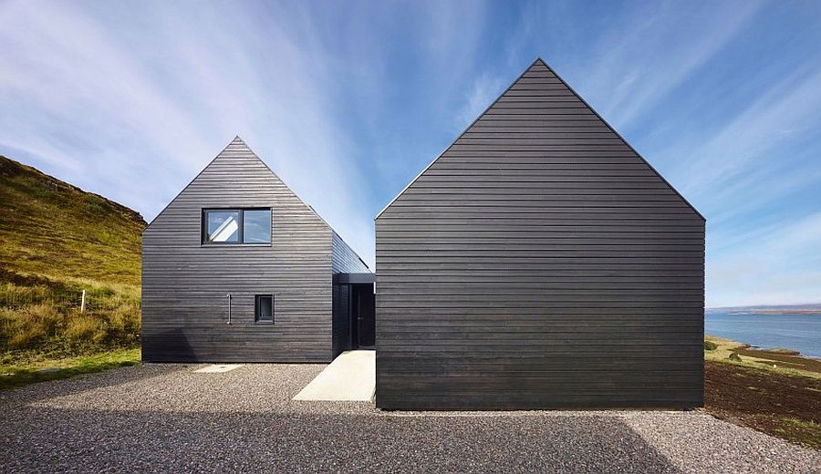 Contemporary home in Scotland with a dark exterior set in scenic landscape