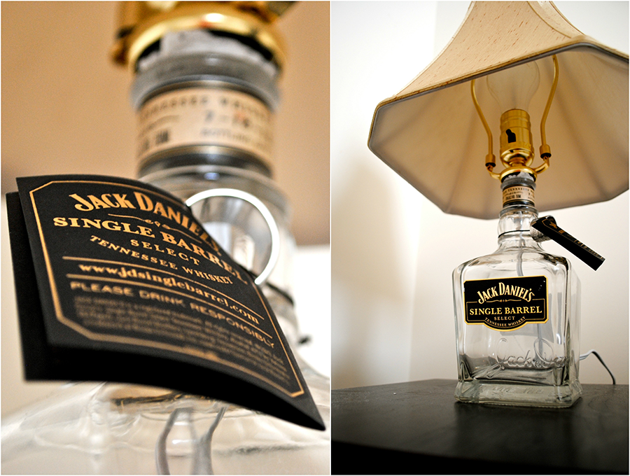 DIY recycled liquor lamp