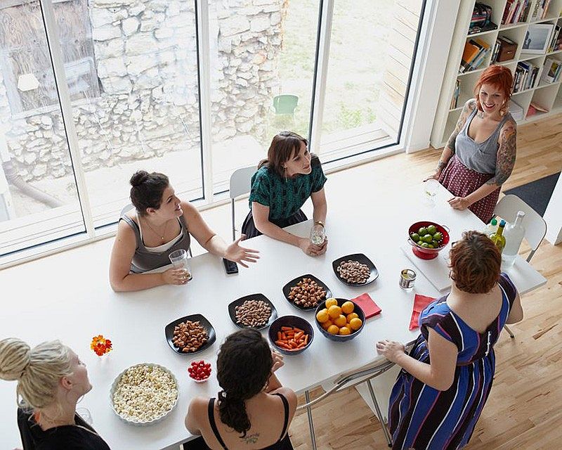 Dining area of the home has an airy, cheerful ambiance