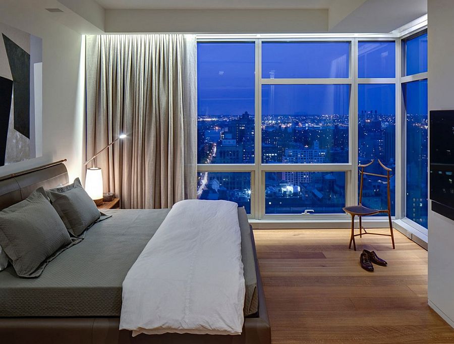 Drape allow the homeowner to switch between awesome views and complete privacy in the bedroom