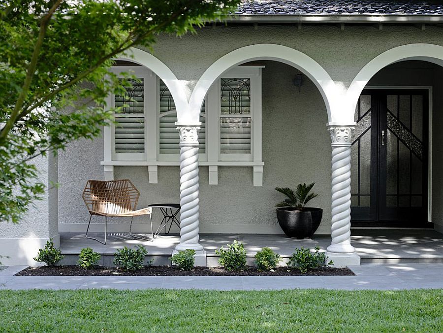 Exterior of the renovated Spanish Mission home in Melbourne