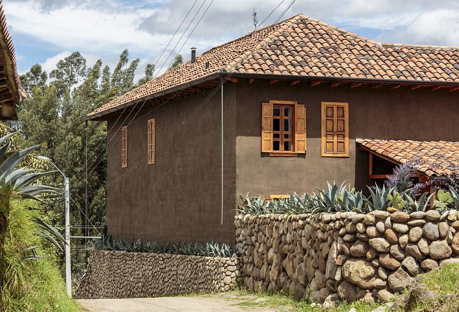 Exterior of the renovated home in Ecuador with a rustic appeal