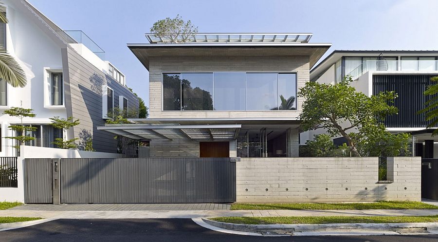 Exterior of the stylish Chiltern House in Singapore