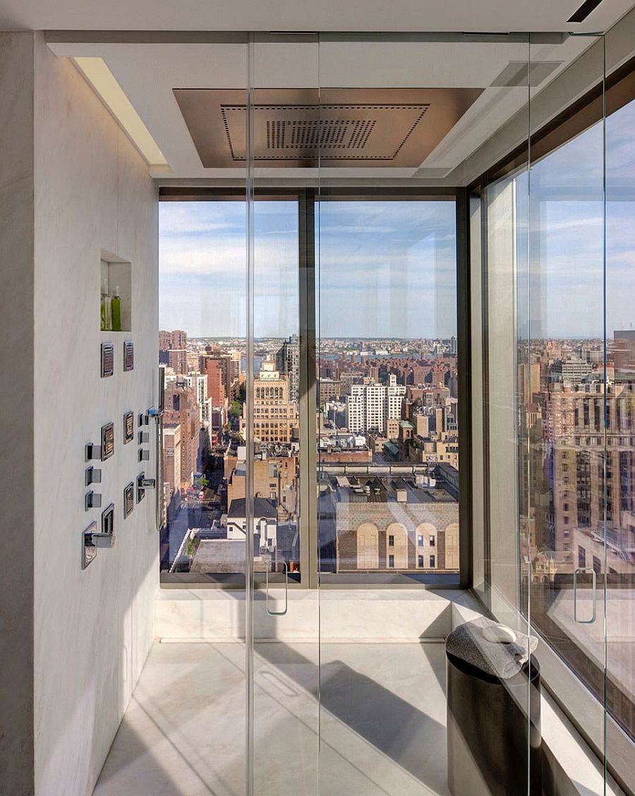 Glass shower area of the Collector's Residence in New York