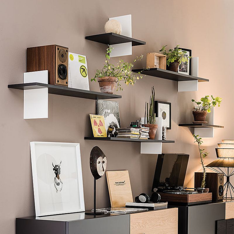 Gorgeous bookcases are perfect for the small, contemporary living room