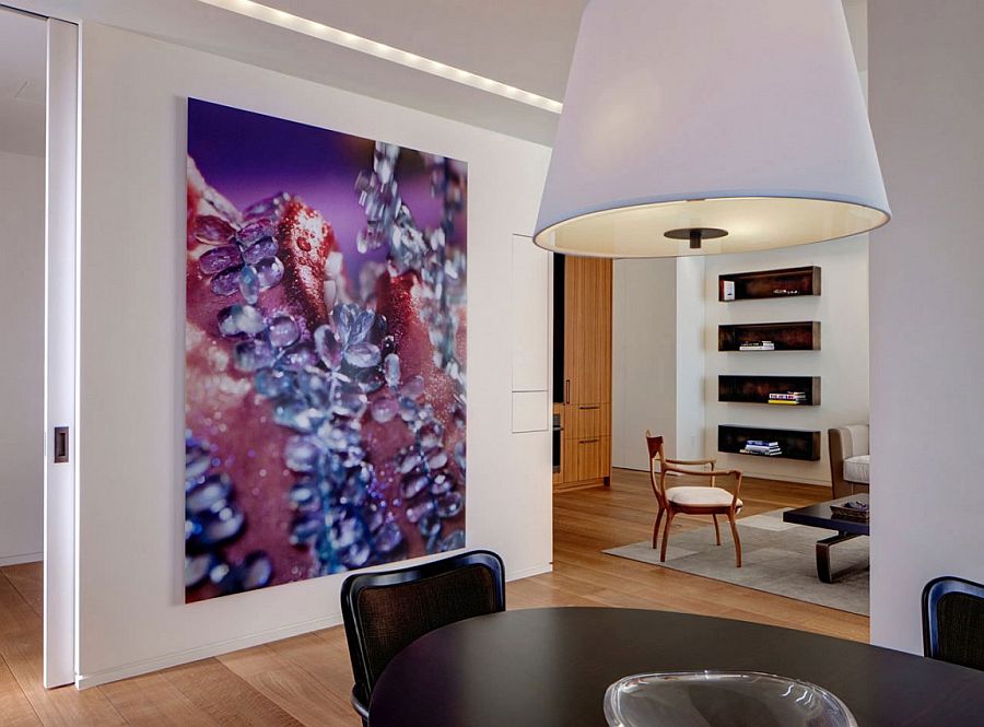 Gorgeous wall art enlivens the trendy NYC apartment