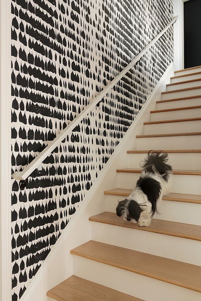 Wallpaper Staircase Trend  How To Update Stair Walls  domino