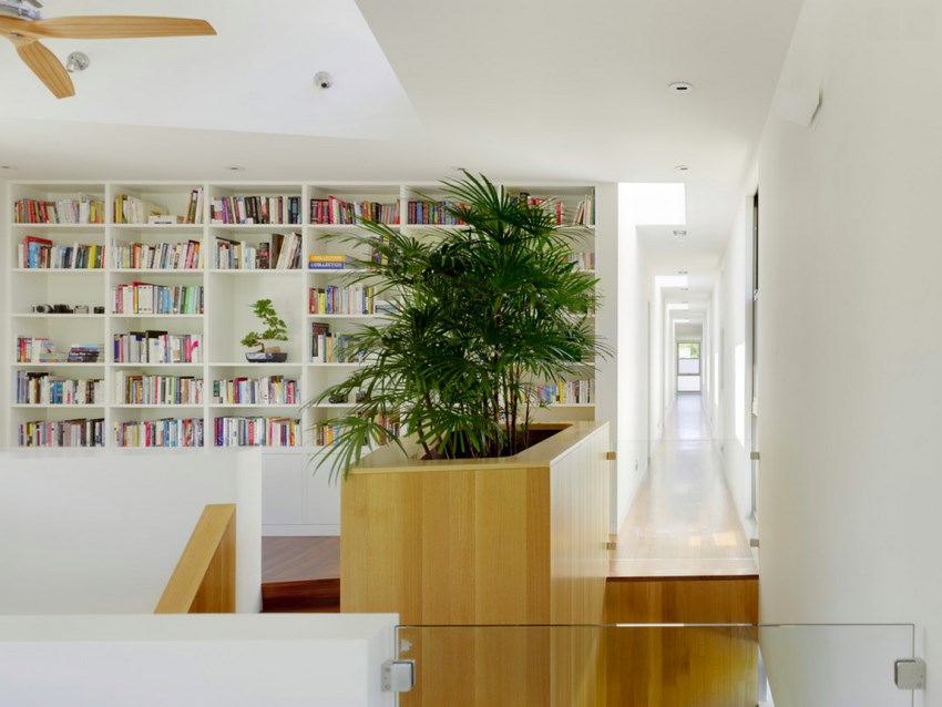 Indoor planter filled with tropical greenery