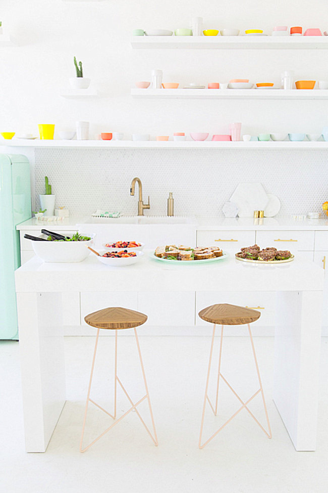 Kitchen with pastel accents